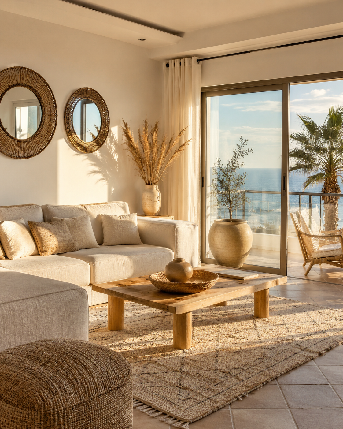 Intérieur lumineux et soigné préparé par l'équipe Happy Stay à Agadir
